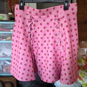 Hot Topic Pink Skirt with Strawberry Design